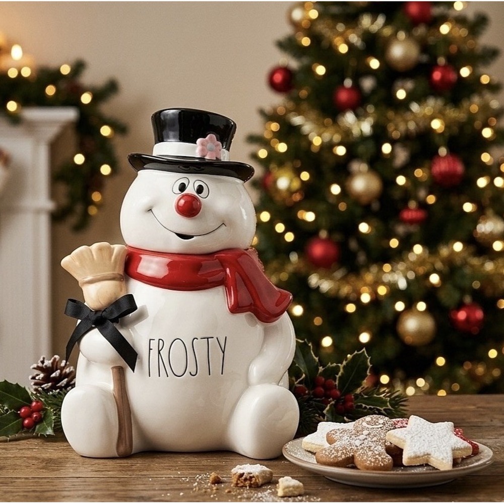 Rae Dunn Artisan Collection 11" Frosty The Snowman Christmas Canister Cookie Jar
